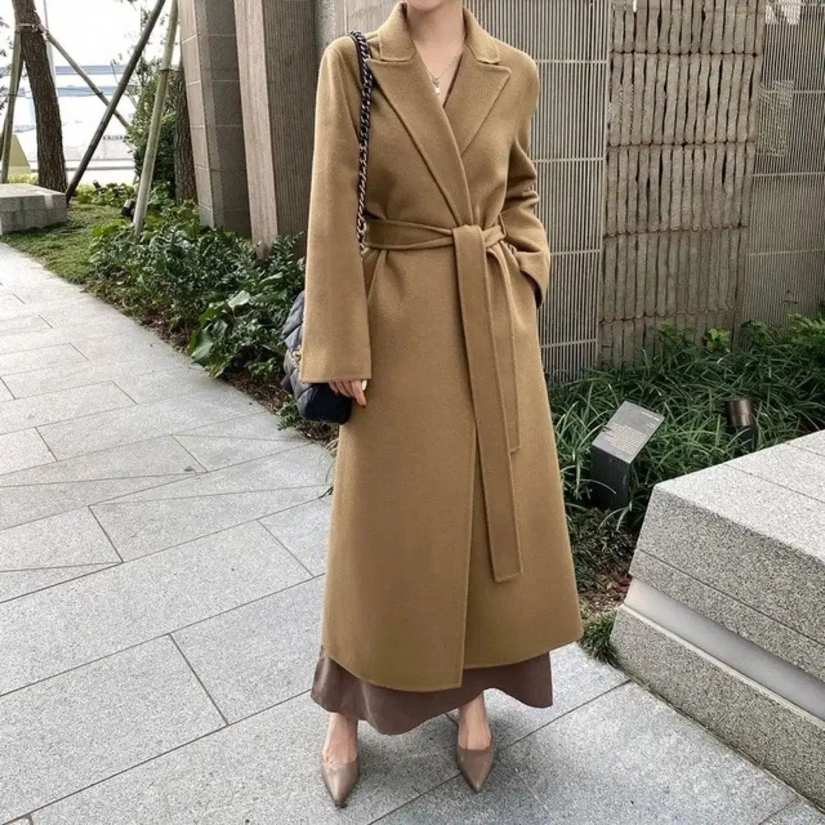 希少 マメクロゴウチ アルパカ ウール ロング ノーカラー コート