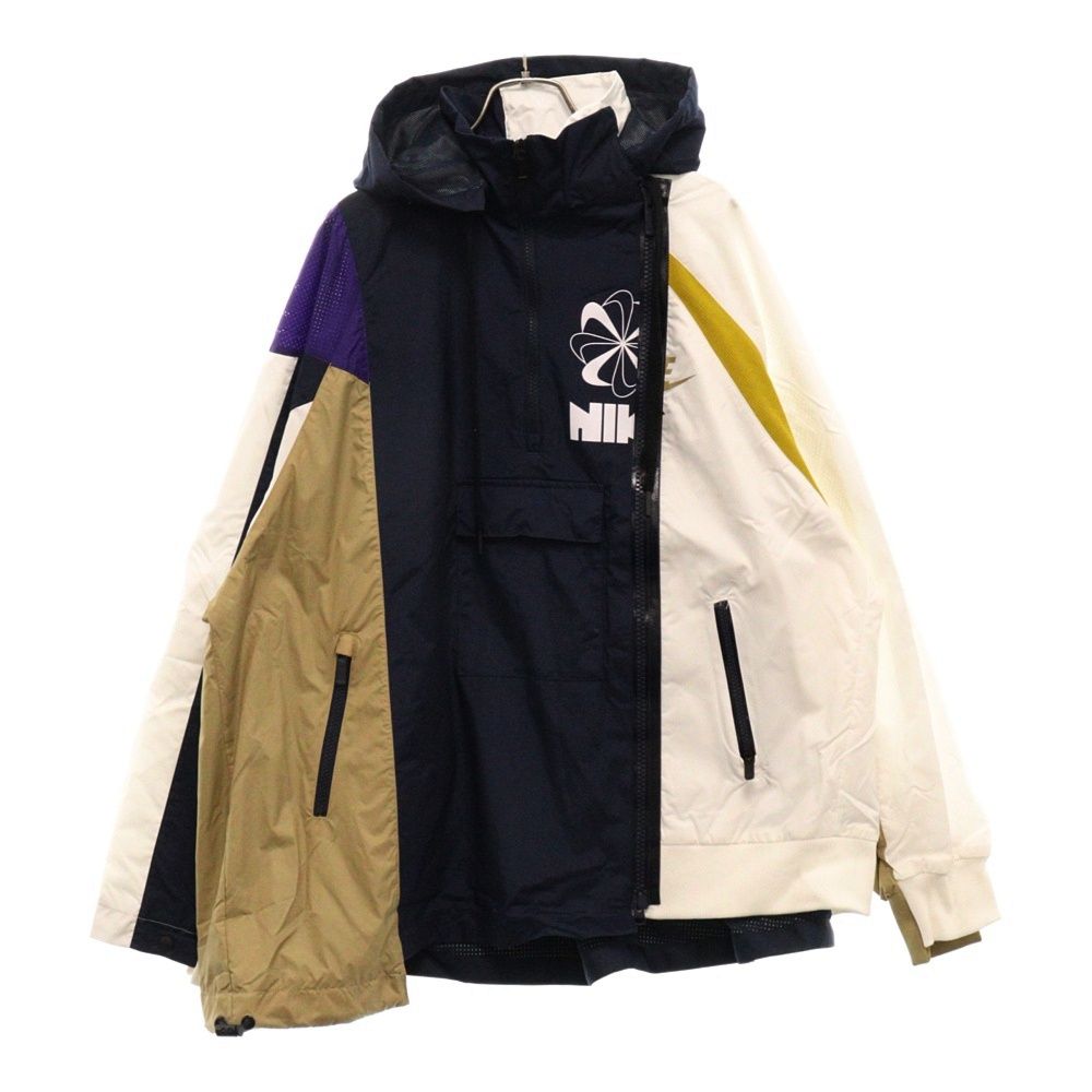 サカイ　ナイキ　ダブルジップ　ジャケット　再構築　 ネイビー　S　ユニセックス ナイキ × サカイ 再構築フーデッドジャケット 黒 青 紺 メンズ