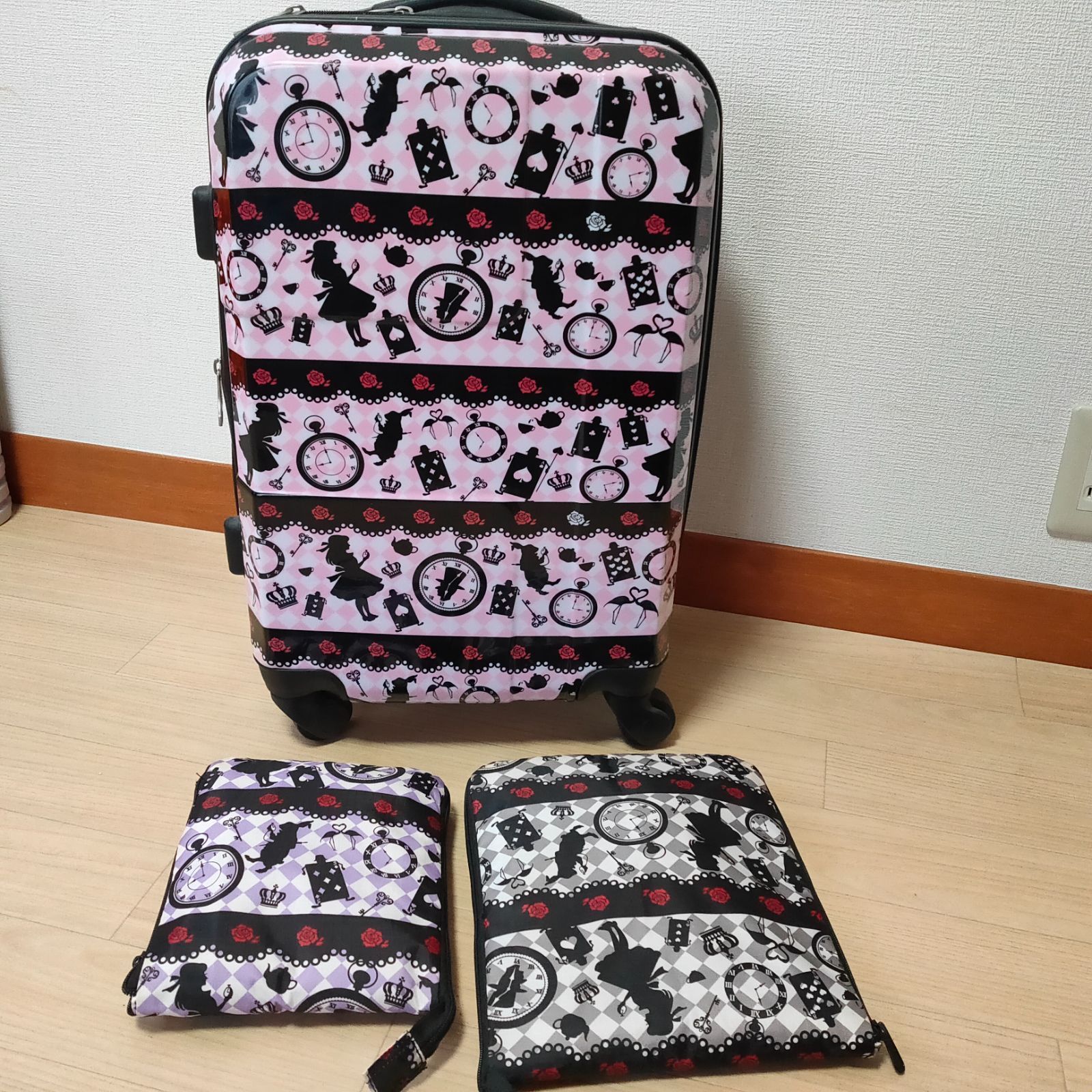 旅行バック 3点 セット 】ハピタス 不思議の国のアリス キャリー 旅行バック 3点 セット 】ハピタス 不思議の国のアリス キャリー