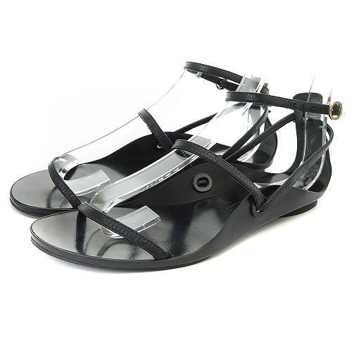 ストラップ ランバン LANVIN パールデザイン レザー サンダル 購入 ストラップ 37