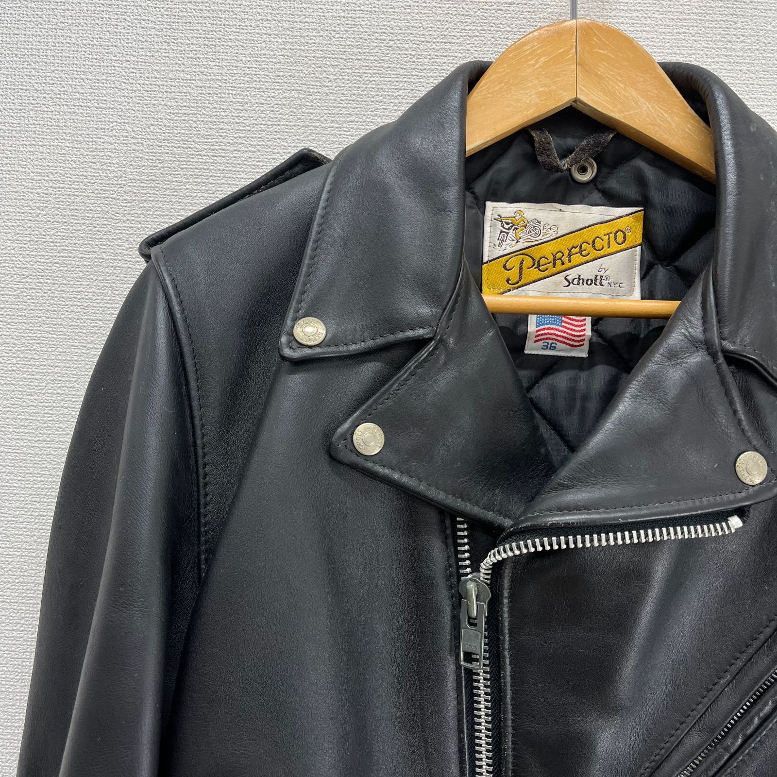 LE CIEL BLEU ブラック レザー ダブルライダース 36 LE CIEL BLEU