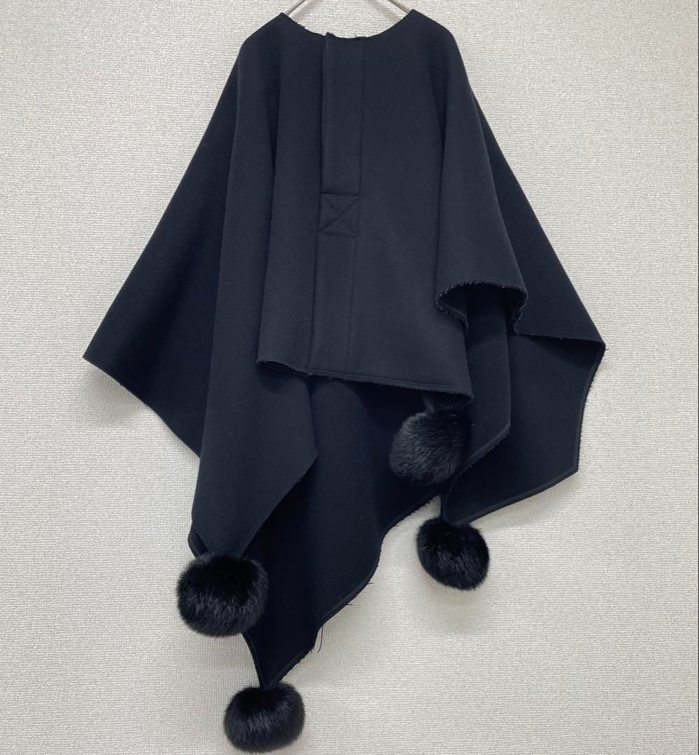 MARNI マルニ ケープコート ポンチョ ミンクファー ポンポン 変形 ウール イタリア製
