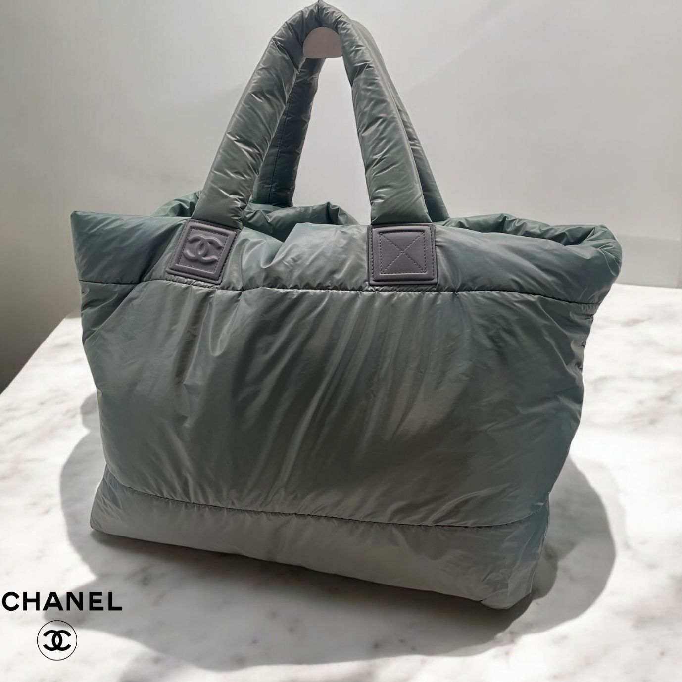 CHANEL シャネル コココクーン GM トートバッグ グレー ナイロンキルト