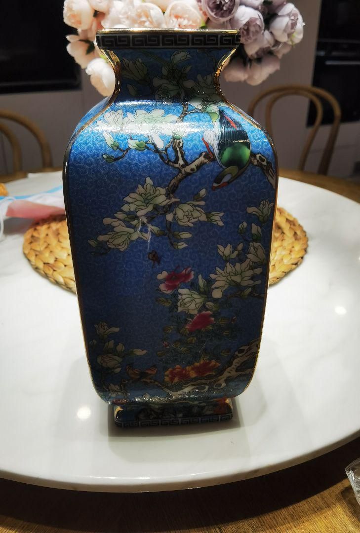 パステル琺瑯彩花鳥蒔絵四方尊瓶 景徳鎮 陶磁器 装飾品 現代工芸品 美術品 置物 パステル琺瑯彩花鳥蒔絵四方尊瓶 景徳鎮 陶磁器 装飾品 現代工芸