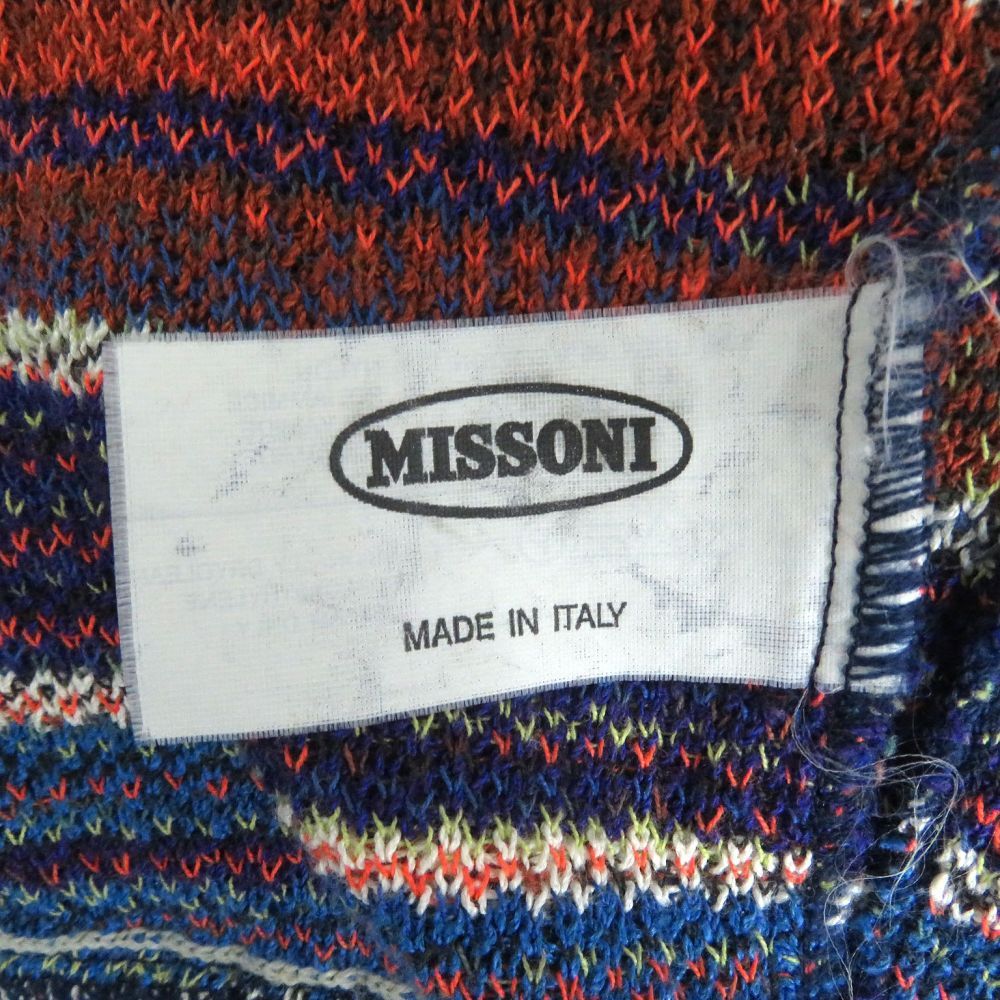 良品□MISSONI ミッソーニ ボーダー柄 リネン混 ロングスリーブ ニット