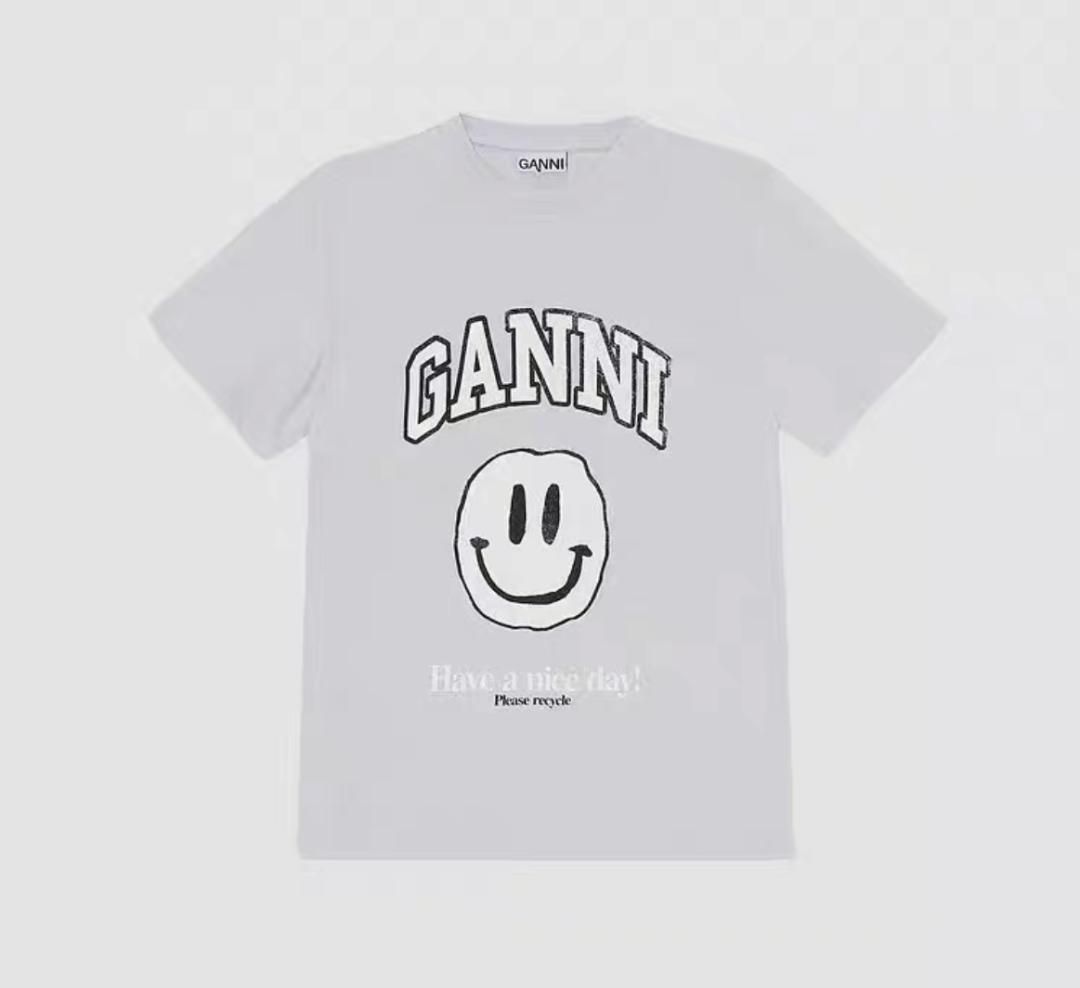 GANNI ガニー スマイル Tシャツ S ライトブルー - メルカリ