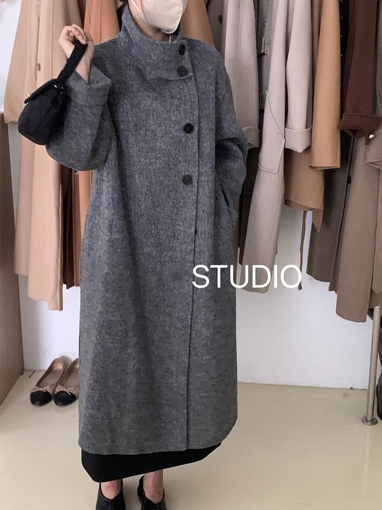 ウール90％ チェスターコート コート レディース 秋 冬 ロングコート アウター ジャケット ロング丈 厚手 防寒 暖かい ポケット付き ゆったり おしゃれ きれいめ お洒落 上品 シンプル カジュアル 無地 通勤 OL スーツnuanta03 DZ30