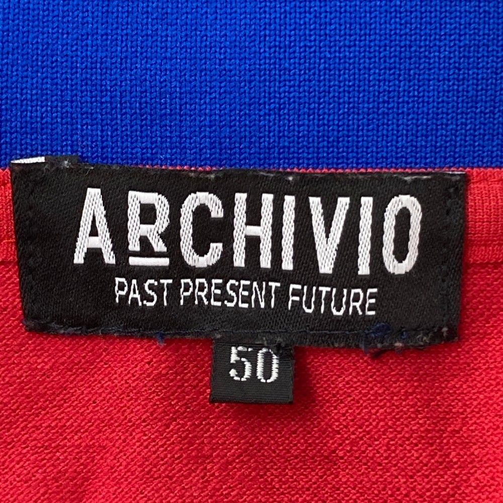 サイズ：50 ARCHIVIO アルチビオ バイカラー 半袖ポロシャツ レッド系