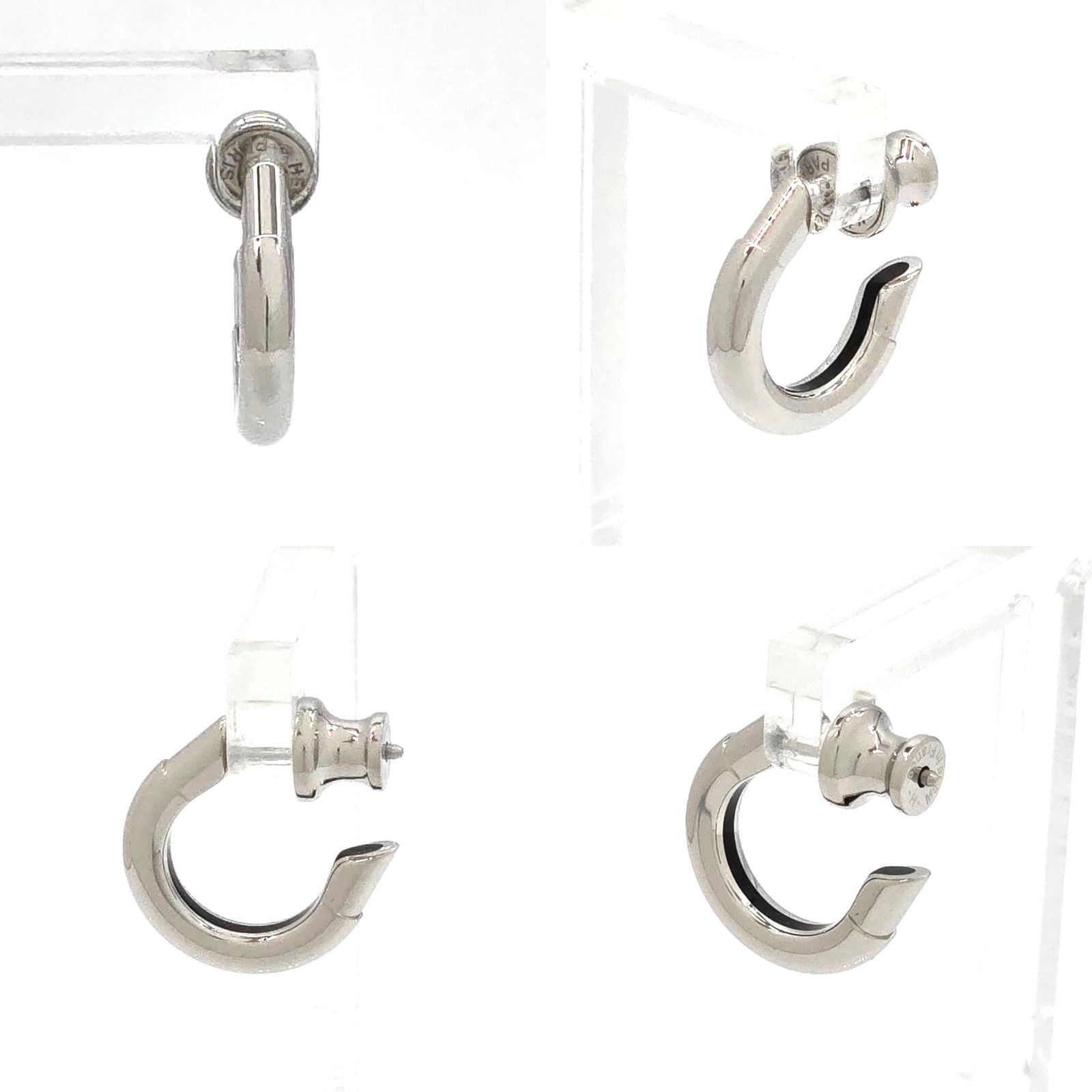 HERMES エルメス サボ シングル イヤリング ピアス 片耳 ノワール|ブラックカラー ラッカー メタリック仕上げ パラジウムメッキ 箱 保存袋 フランス製 男女兼用