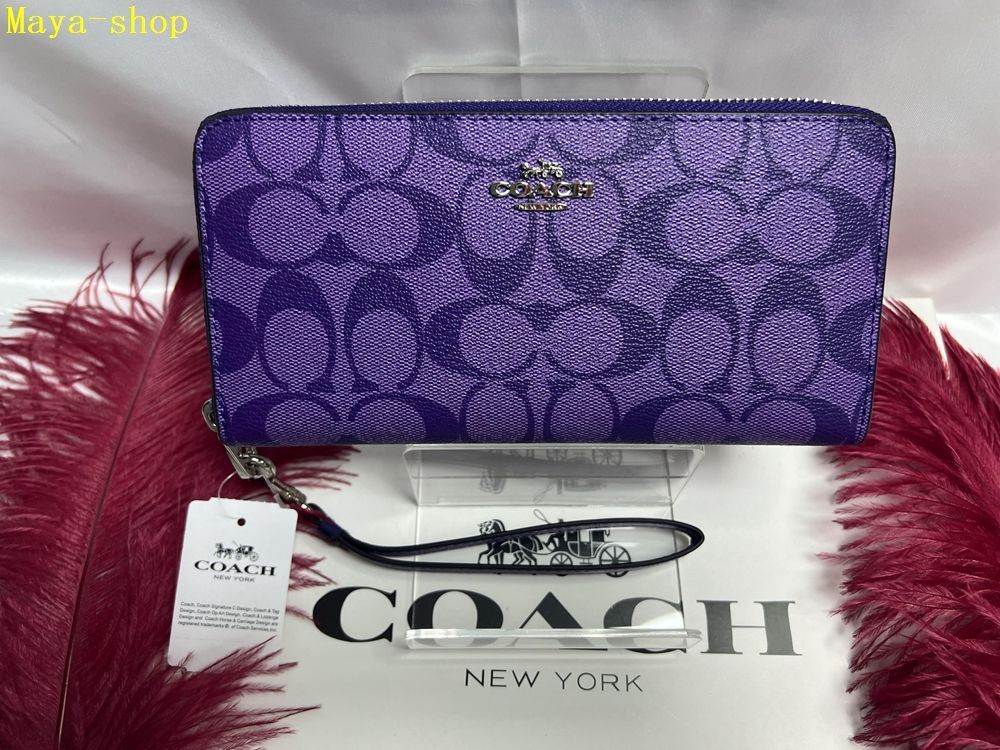 コーチ COACH 長財布 財布  シグネチャー ロング ジップ アラウンド ウォレット パープル ラグジュアリー  プレゼント 贈り物 ギフト 母の日 父の日 財布 レディース 新品未使用 ブランド A158 C4452 11