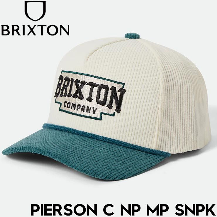BRIXTON ブリクストン PIERSON C NP MP SNPK - NIGHT SAGE OFF WHITE CORDUROY スナップバックキャップ 帽子 11903 25FW 日本代理店