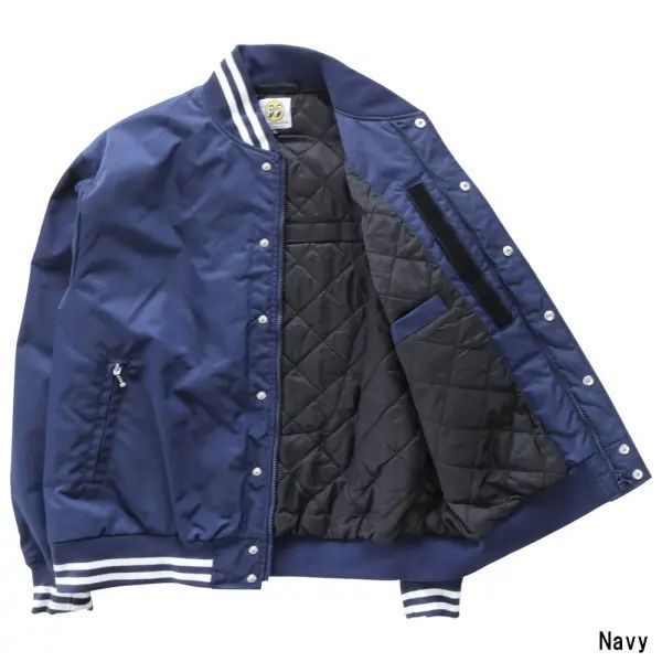 実用的な 在庫あり MOONEYES ムー ンアイズ VIRSITY JACKET スタジ アムジャンパー OMJ-044 ネイビ ー XLサイズ 【正規品販売】