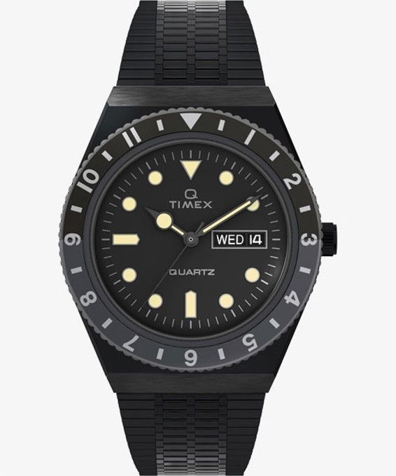 Timex(タイメックス)Cavatina拡張バンド腕時計 Black Gold-Tone