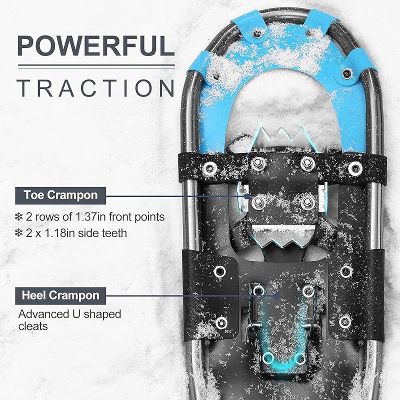Odoland 4-In-1軽量スノーシューセット トレッキングポール スノーシュー 防水ス Odoland 4-In-1軽量スノーシューセット トレッキングポール