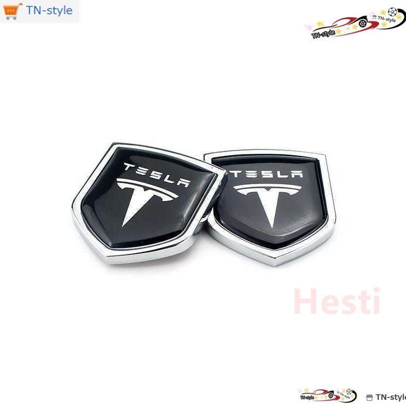 高品質  テスラ Tesla エンブレムバッジ ステッカー 2個セット最新のデザイン