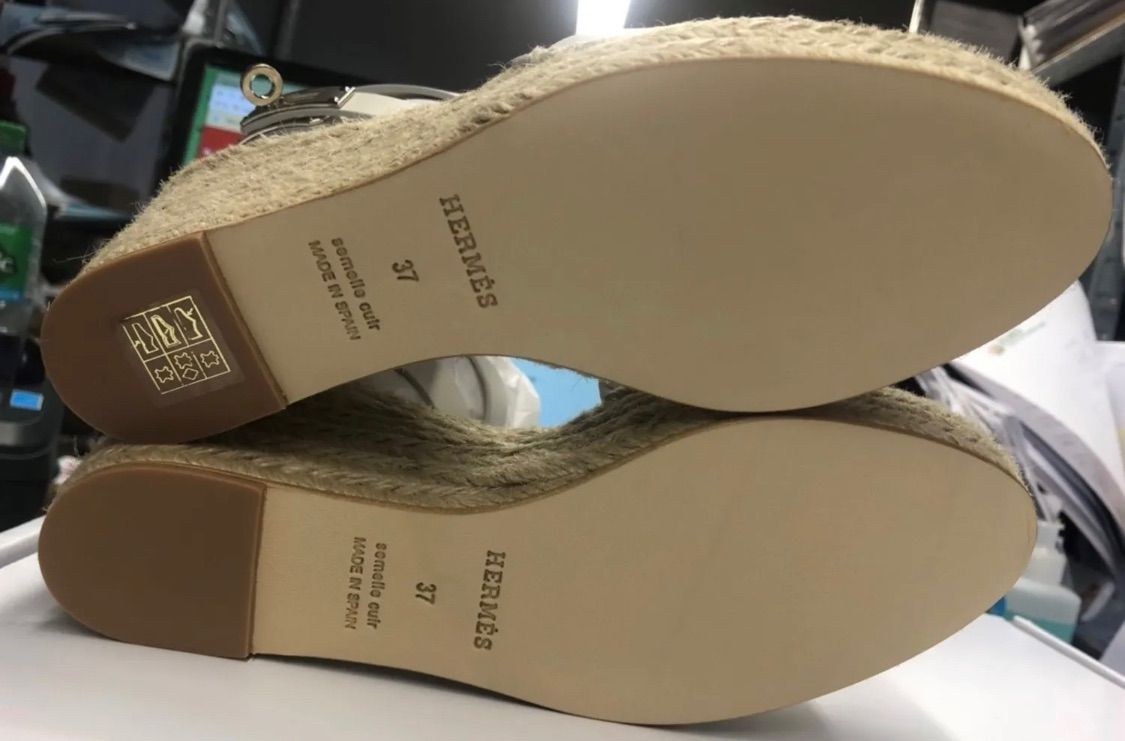 エルメス　ティヴォリ　厚底サンダル　ヒール Hermes 《ティヴォリ》 白 エスパドリーユ 厚底 サンダル エルメス