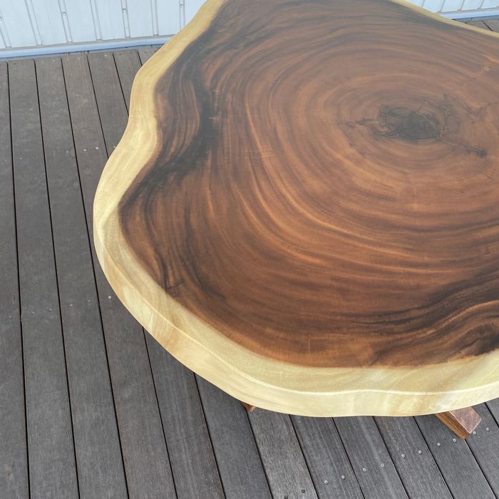 送料無料】モンキーポッド 一枚板 輪切りダイニングテーブル