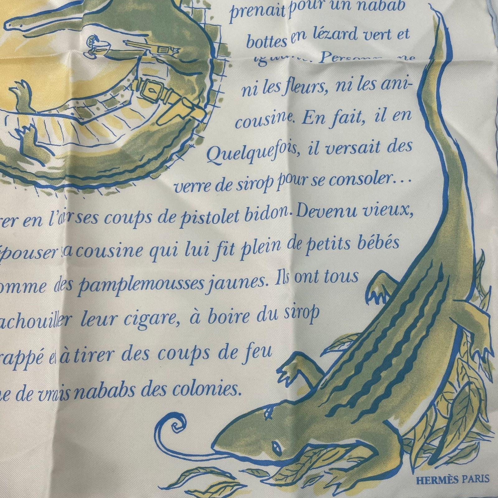 美品 HERMES エルメス スカーフ シルク Clovis le crocodile