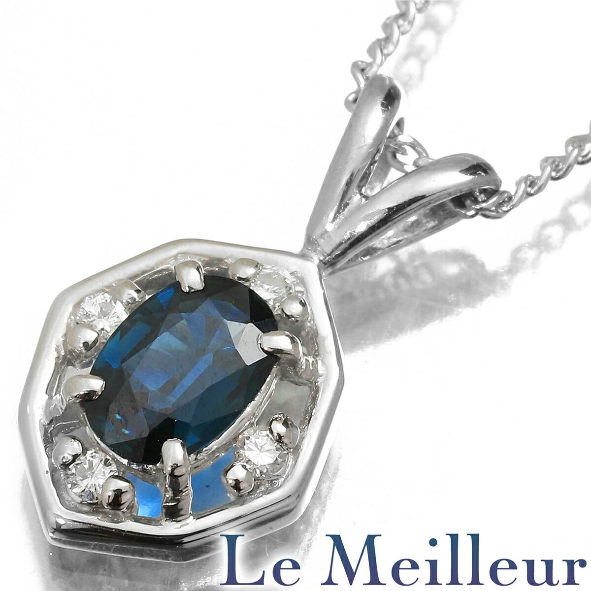 ペンダントネックレス サファイア 0.55ct ダイヤモンド Pt850 中古 