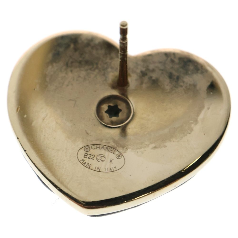  CHANEL シャネル ココマーク ハート ピアス イヤー ブラック ゴールド B 22 K その他 ヘアアクセサリー