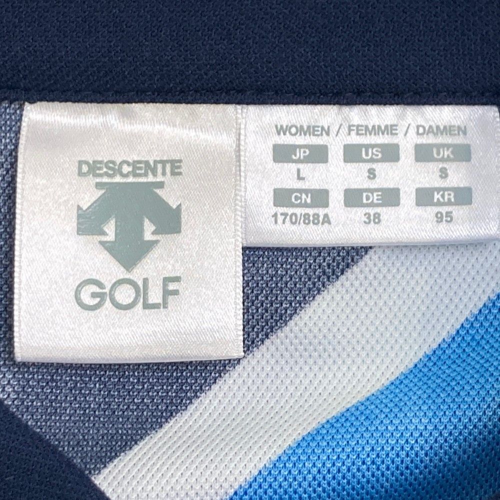 サイズ：L DESCENTE GOLF デサントゴルフ  半袖ポロシャツ ワッペン  ブルー系 [240101413015] ゴルフウェア レディース ストスト サイズ：L DESCENTE GOLF デサントゴルフ 半袖ポロシャツ