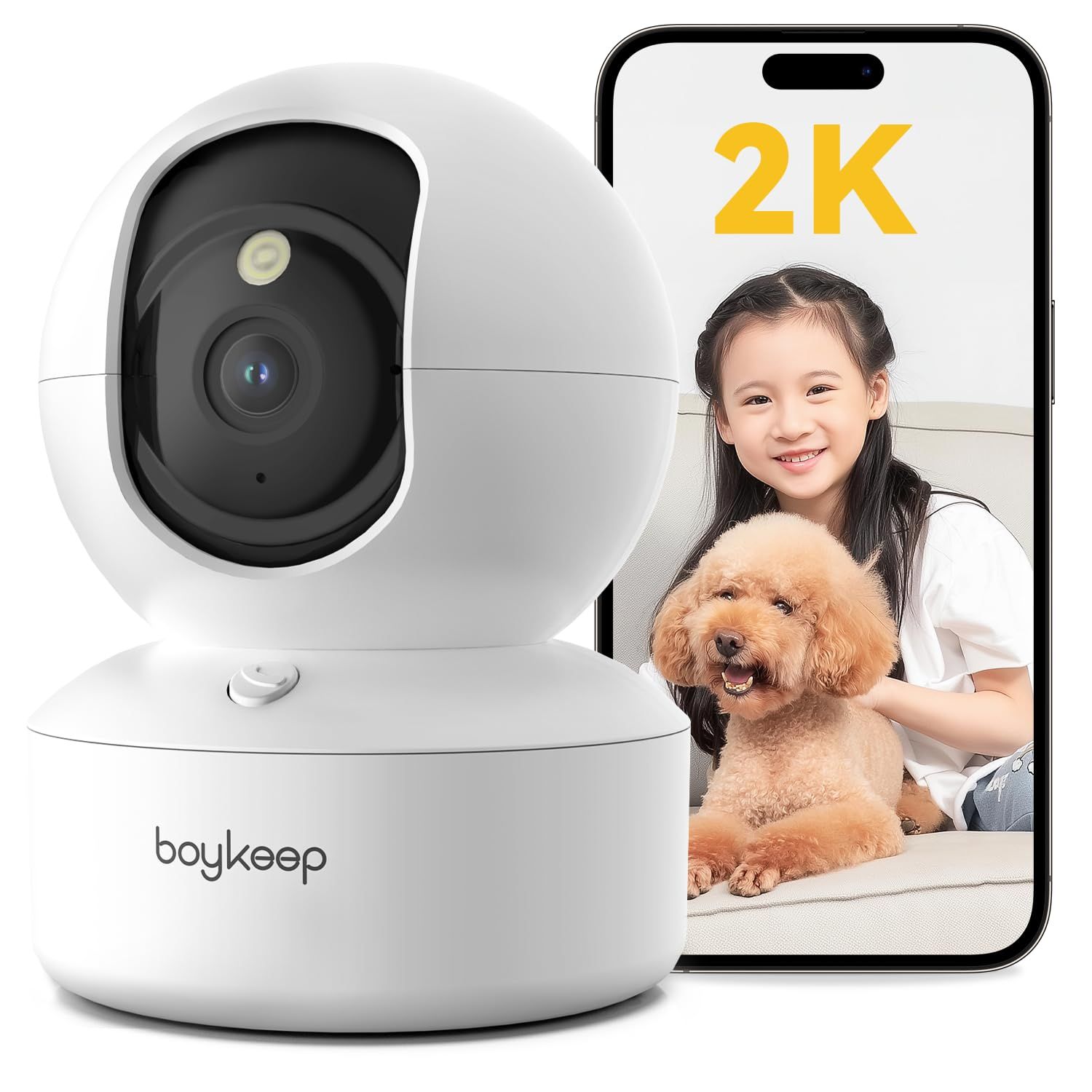 新品 【カラー暗視・5GHz/2.4GHz Wi-Fi両対応】 ペットカメラ 見守りカメラ 防犯カメラ 室内 2K BoyKeep ワンタッチ双方向通話 360パンチルト モーション検知 自動追跡 監視カメラ ペットモニター 家