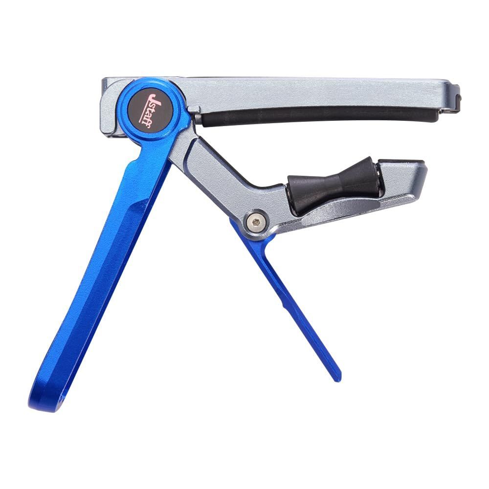 Color ブルー Jstaff S1 The Rolling Capo ローリングカポタスト 装着したままスライドで素早く転調 キーチェンジ 3段階の力調節でしっかり固定 ネックを傷つけない おしゃれ 軽量 簡単装着 上アームローラーは交換 エレキギター ア