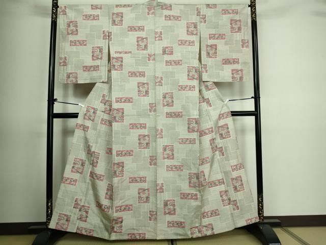 平和屋着物▽上質な紬　単衣　絣文　正絹　逸品　DAAS0751az 平和屋着物▽上質な紬 単衣 絣文 正絹 逸品 DAAS0751az