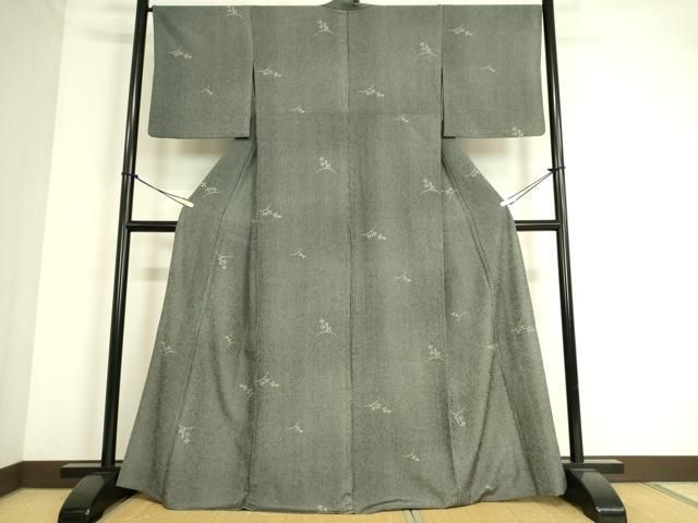 平和屋着物▽小紋 単衣 舞花文 黒地 洗える着物 DAAS0498az - メルカリ 