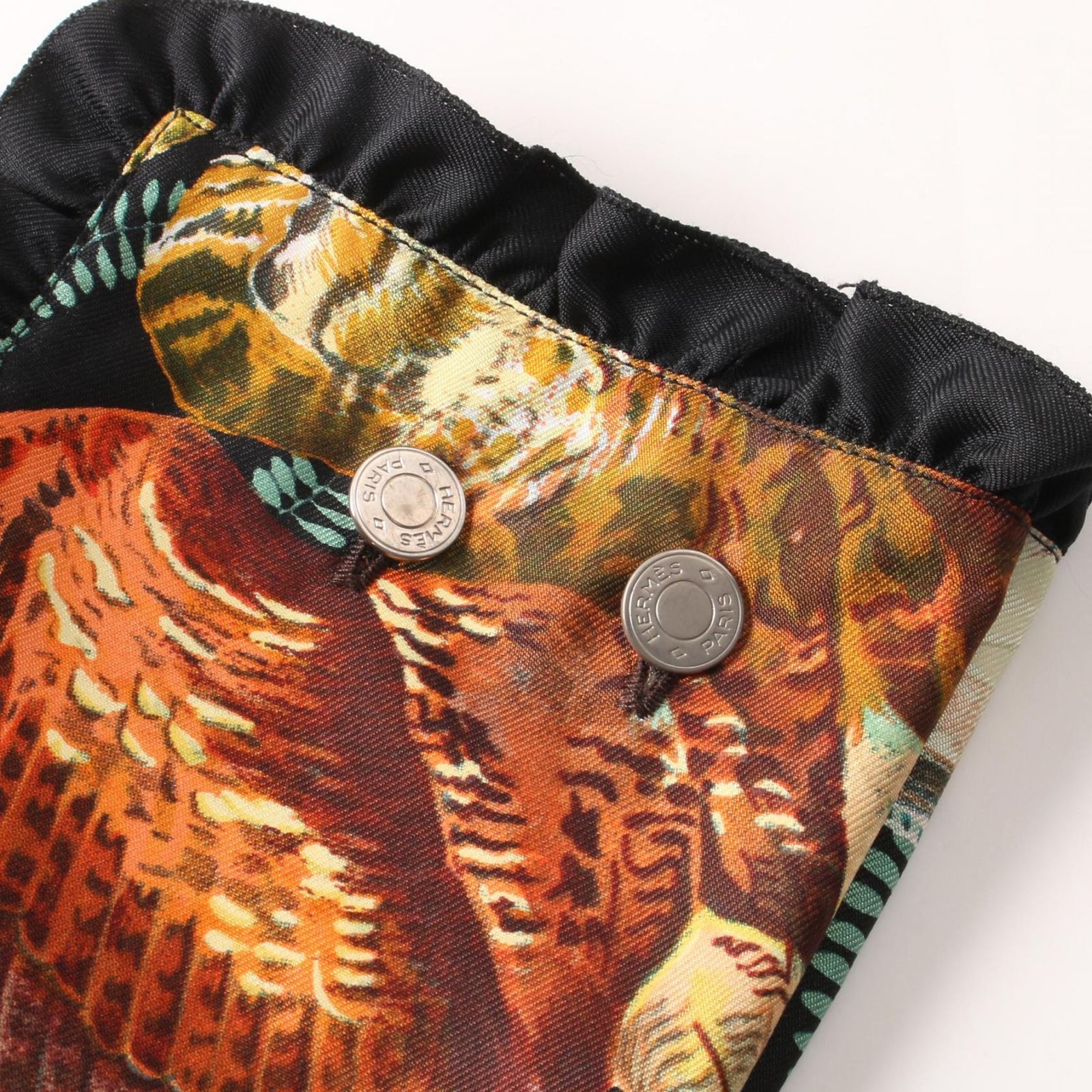 エルメス H De LINARES フリル ブラウス シルク セリエボタン 42