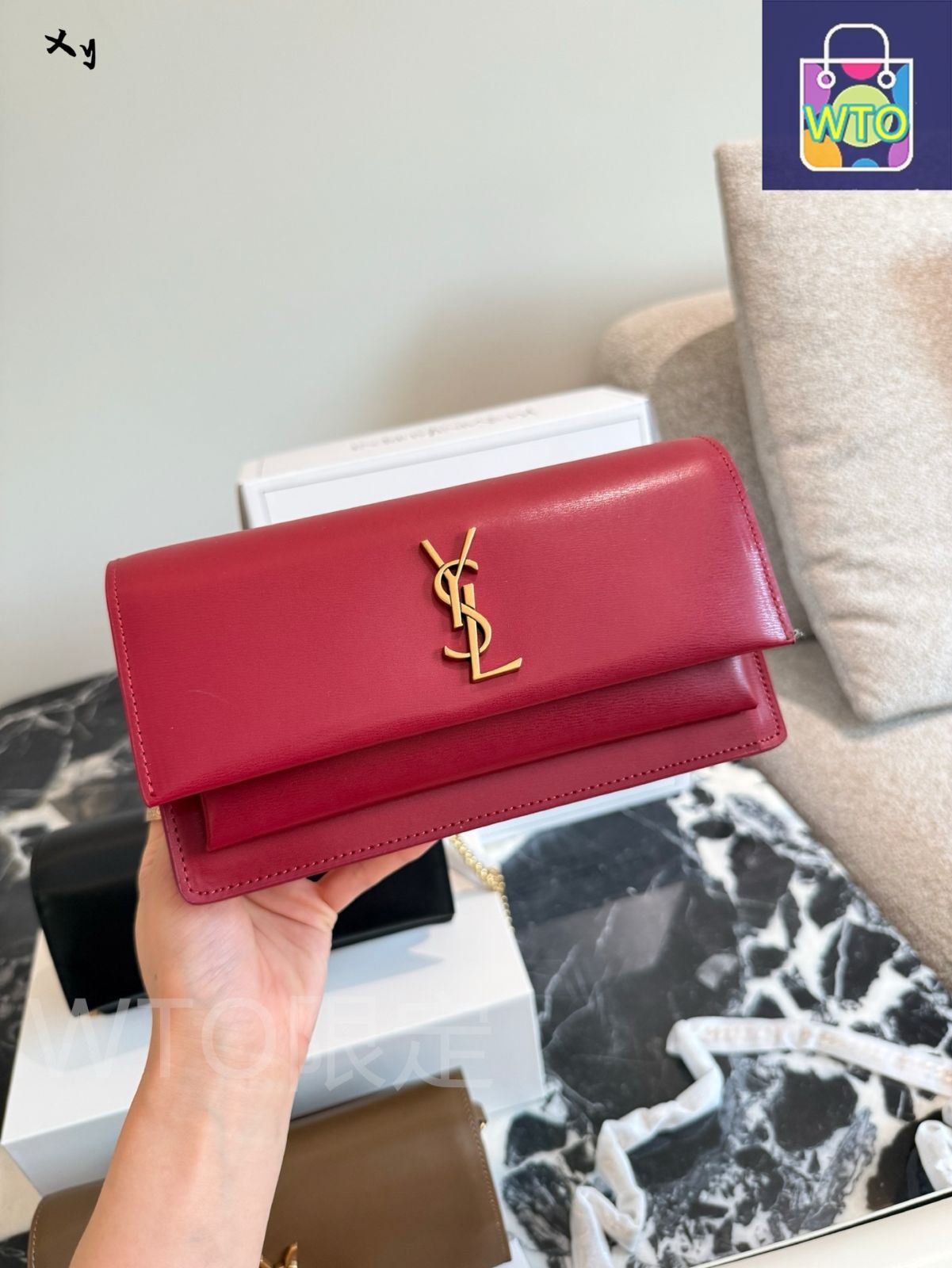 SAINT LAURENT バーガンディ トートバッグ セット サロン ド ルヴァン トートバッグ レディース RBB-616 SALON de