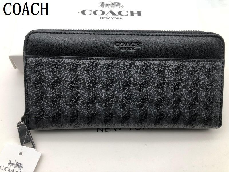 コーチ 財布 COACH 長財布  ブラック シグネチャー アコーディオンラウンドジップウォレット メンズ財布 贈り物 新品未使用197  F29275  E20