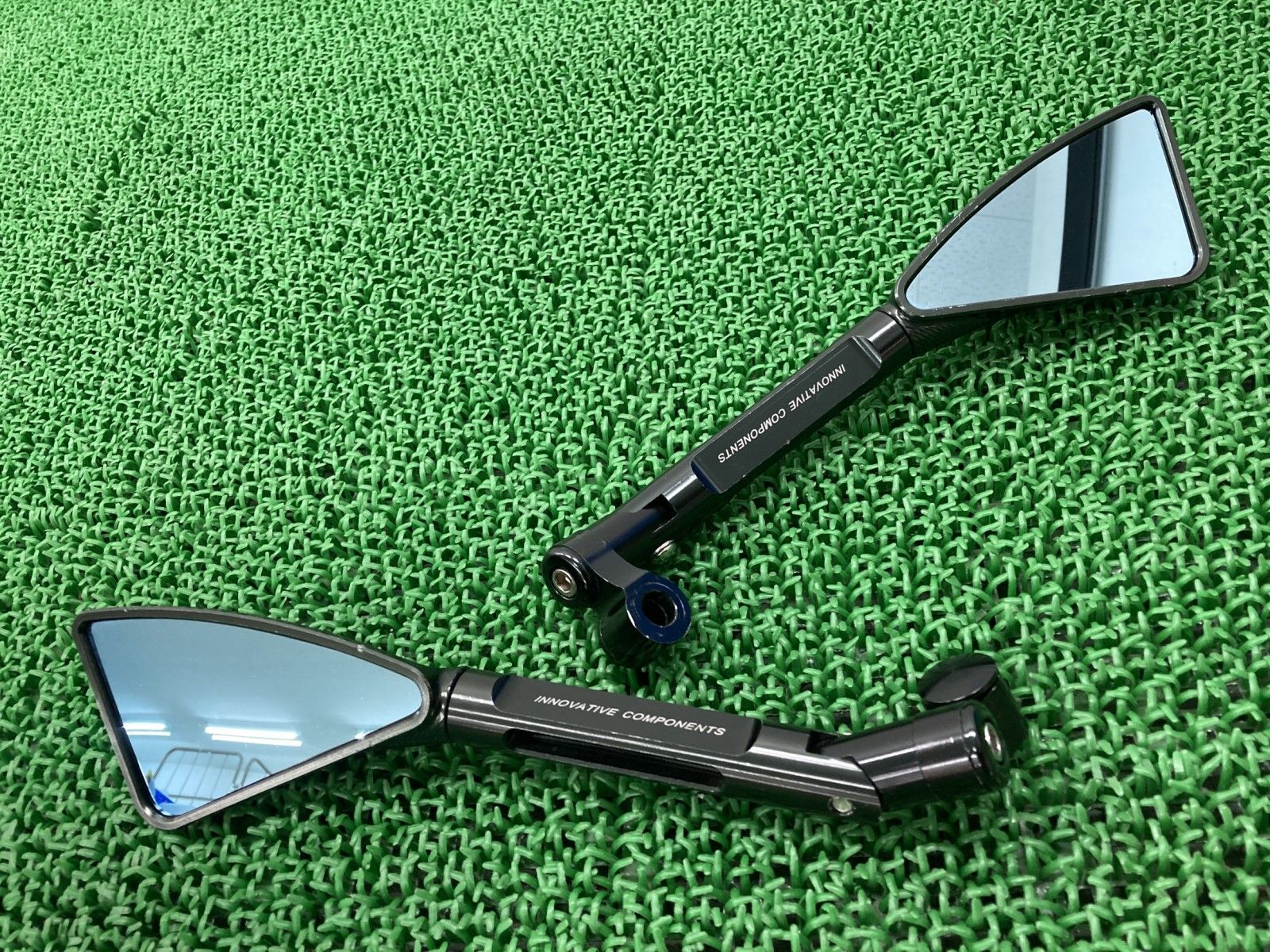 RIZOMA製 ミラー 左右 社外 バイク 部品 リゾマ ブルーレンズ 割れ欠け