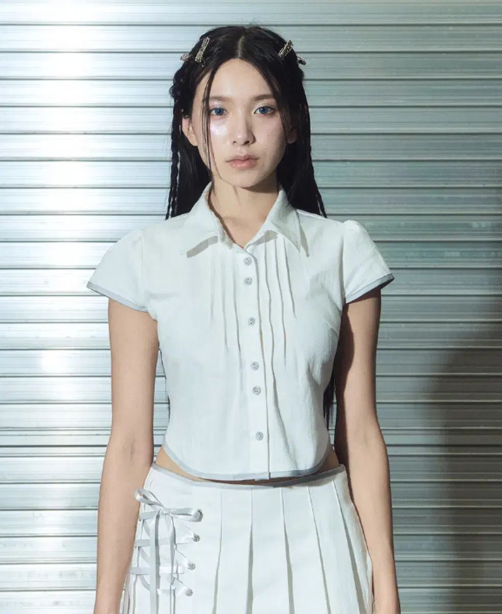 CHERRY QUIRI ブラウス denim eyelet bl