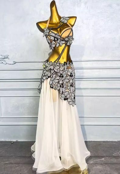 花柄ベリーダンスセットアップ 3点セット ブラ スカート オーダーメイド 花柄ベリーダンスセットアップ 3点セット ブラ スカート
