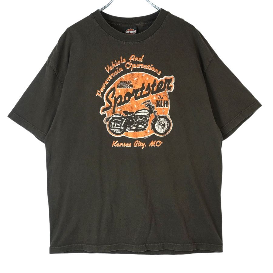 ハーレーダビッドソンHARLEYDAVIDSON半袖TシャツバイクTモーターサイクルBIKE両面プリント茶色ブラウンフェードvintageヴィンテージ40302