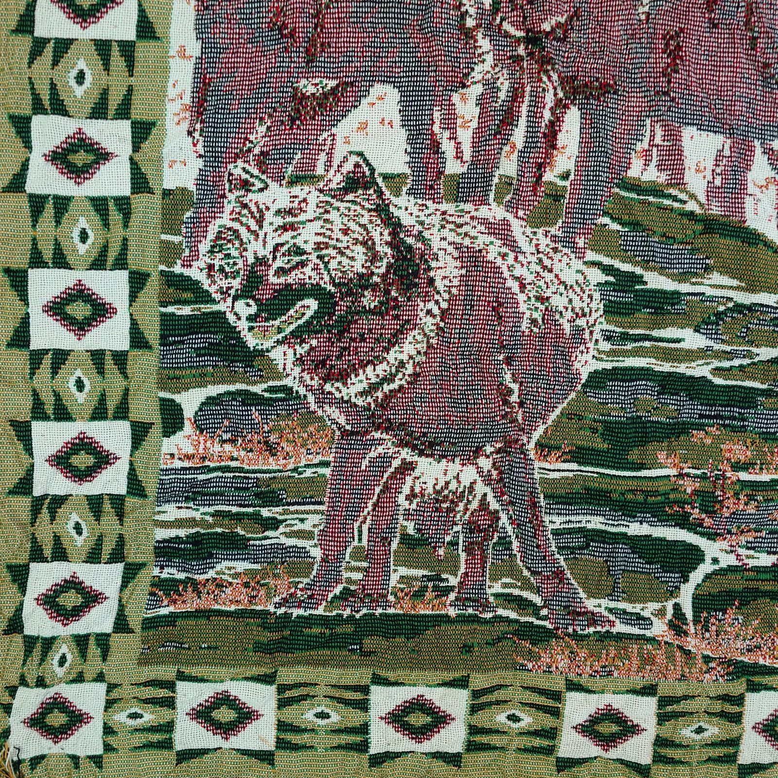 vintageラグ カーペット ウルフ オオカミ アニマル 1394 ラグ アニマル柄