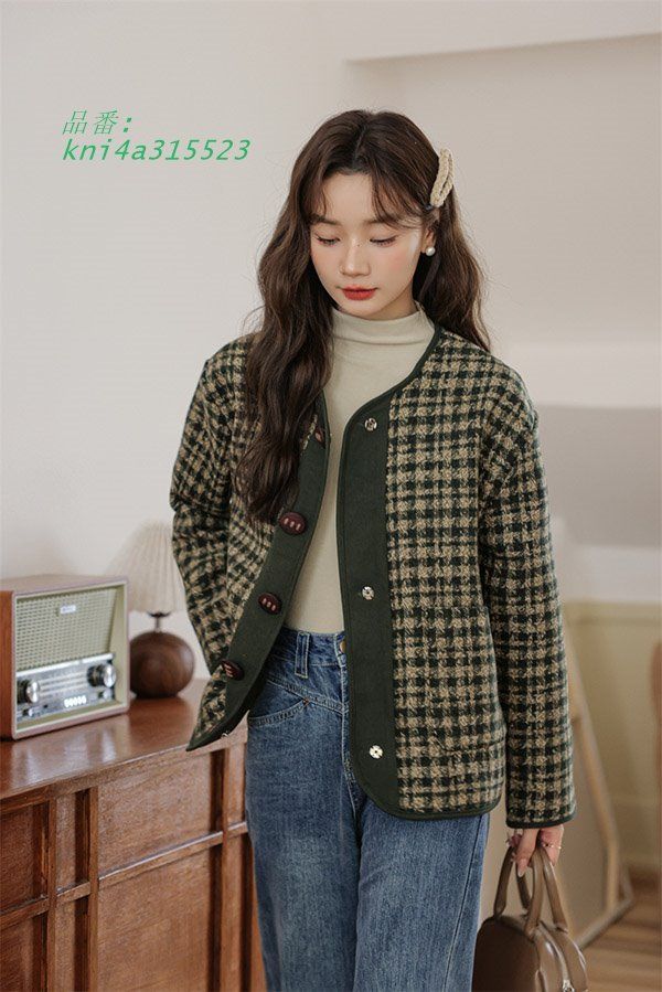 ジャケット コート レディース トップス通勤 前開き 長袖 大人 春秋冬 秋服 チェック柄 着痩せ エレ女の子 上品 オシャレ kni4a315523 KANDAIZUMI_COM
