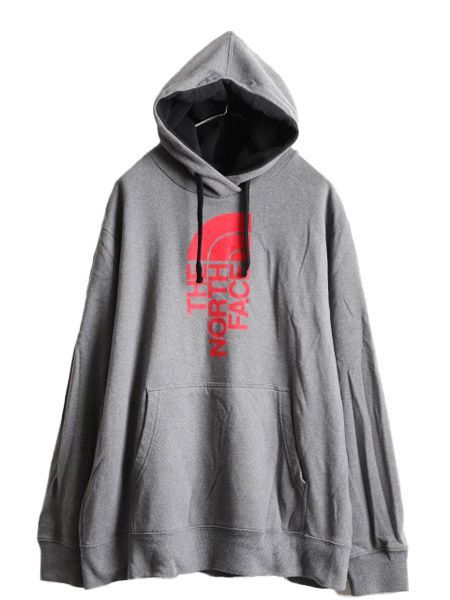 メンズノースフェイス プリント スウェット フード パーカー メンズ L 程/  The North Face トレーナー プルオーバー 裏起毛 アウトドア 灰