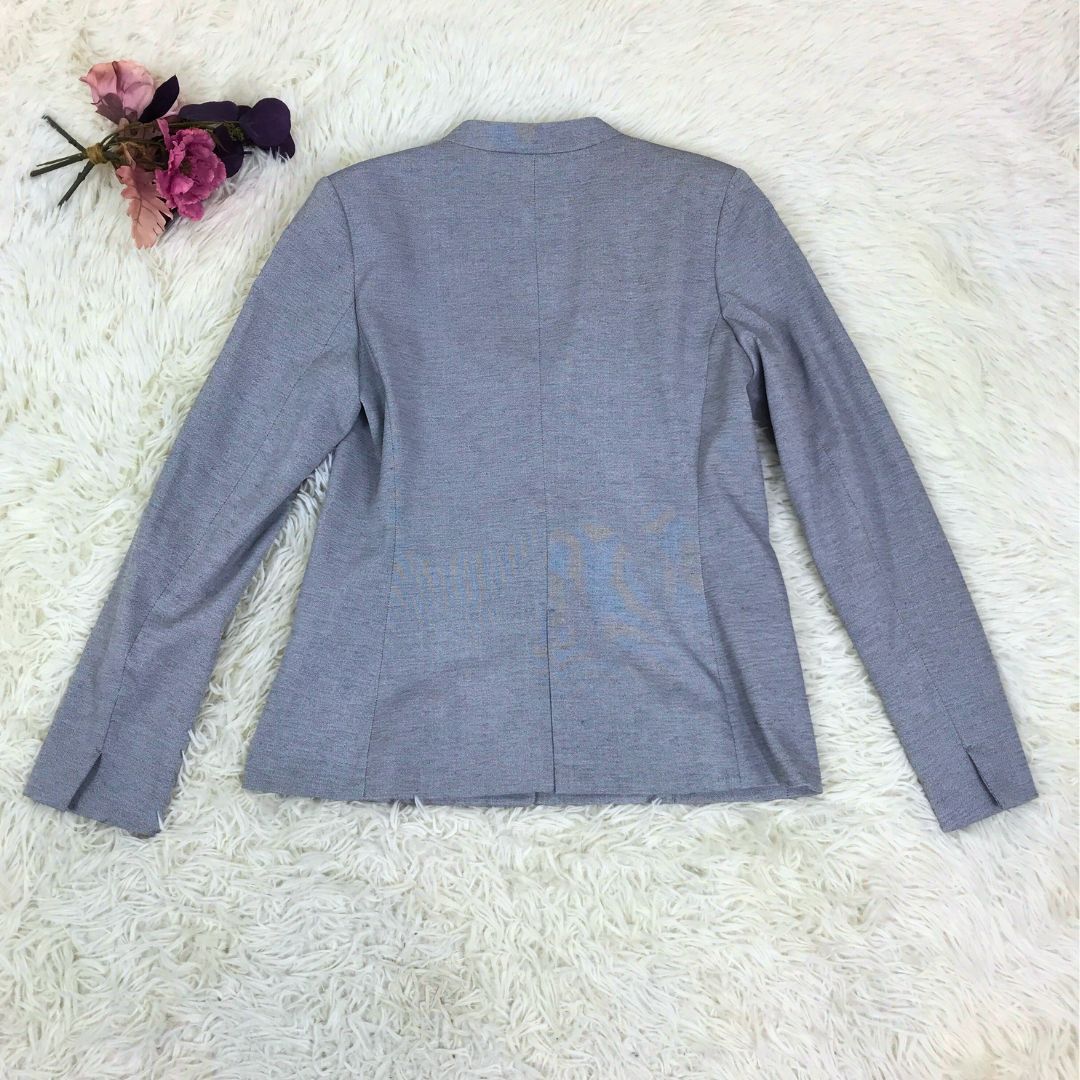 美品】PLST プラステ ノーカラージャケット ライトグレー M 美品】PLST プラステ ノーカラージャケット ライトグレー M