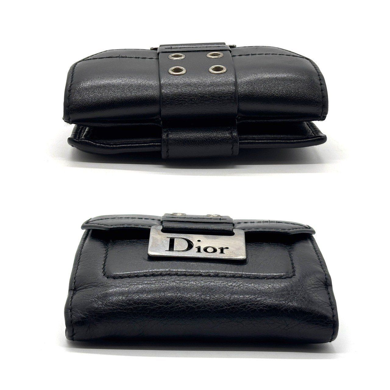値下げ不可 クリスチャンDior 折財布　レザー Christian Dior クリスチャンディオール 二つ折り財布 レザー CD
