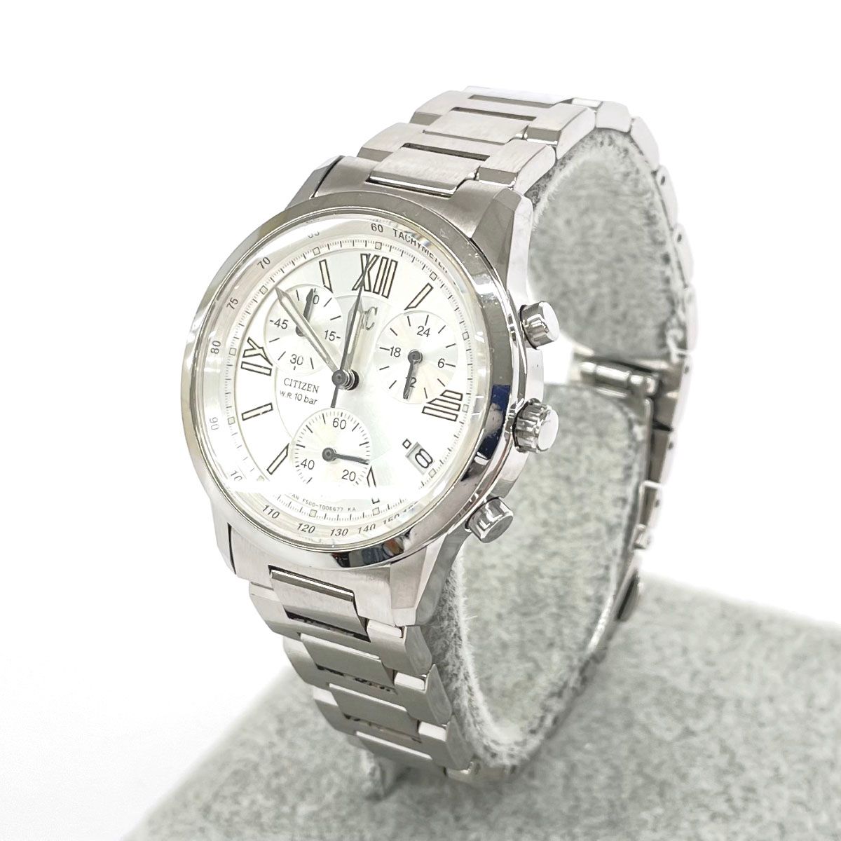 良好 Citizen シチズン XC クロスシー 腕時計 F50-T002382 シルバー SS レディース クロノグラフ デイト 240001111513