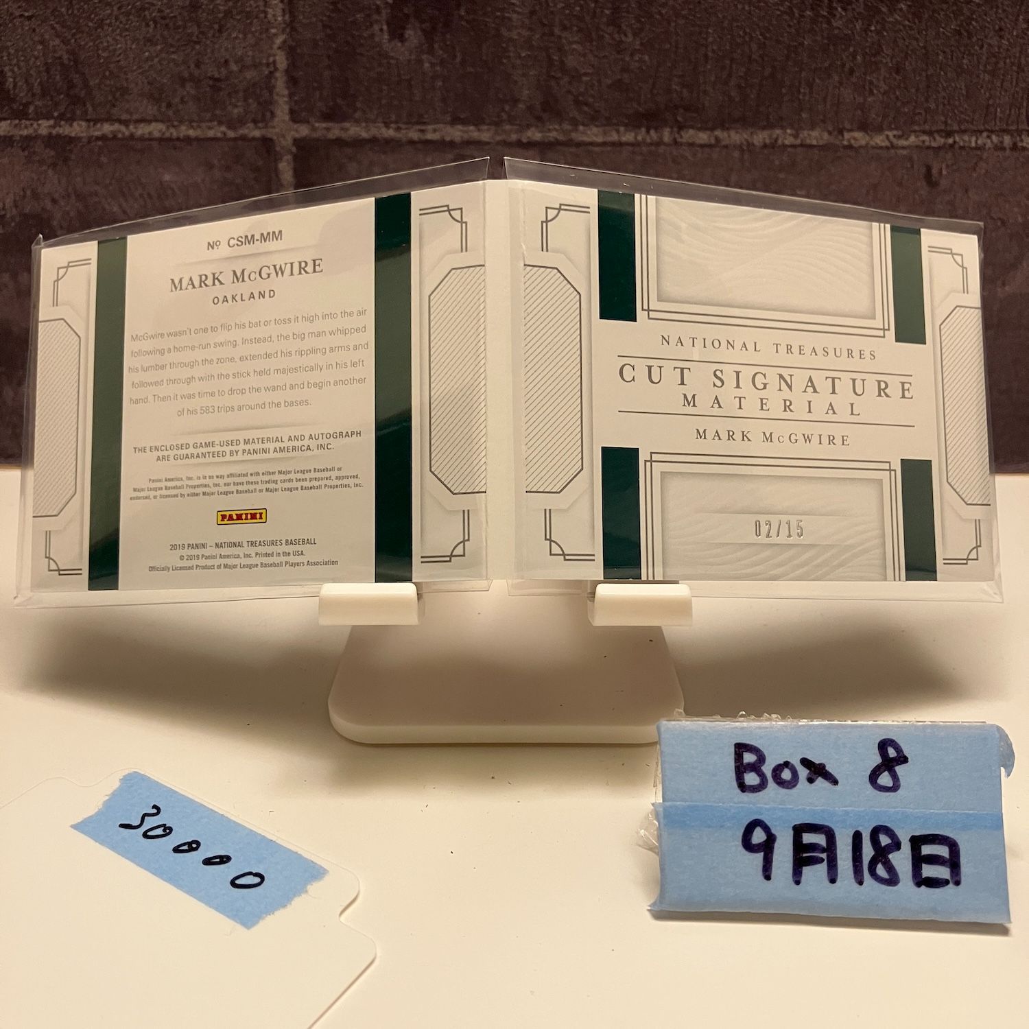 2019 Panini National Treasures Mark McGwire 02 15 直筆サイン Oakland Athletics Game- ジャージ カード