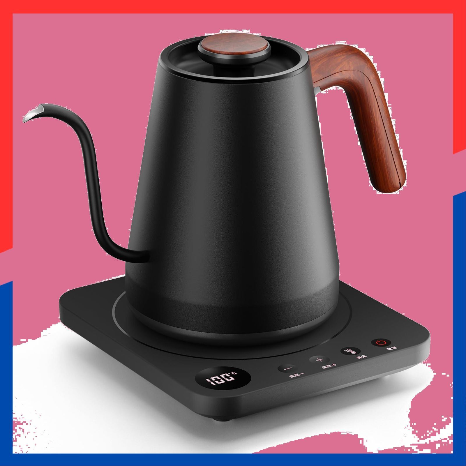 商品 1℃単位 温度調整 ドリップ 30分保温 自動電源オフ 1200W 空焚き防止 PSE認証済み コーヒー1.0L 木目調 敬老の日 誕生日 電気ポット 結婚記念日 クリスマス 電気ケトル プレゼント ブラック