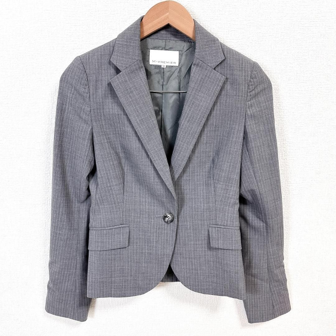 M-PREMIER レディースパンツスーツセットアップ 34 グレー