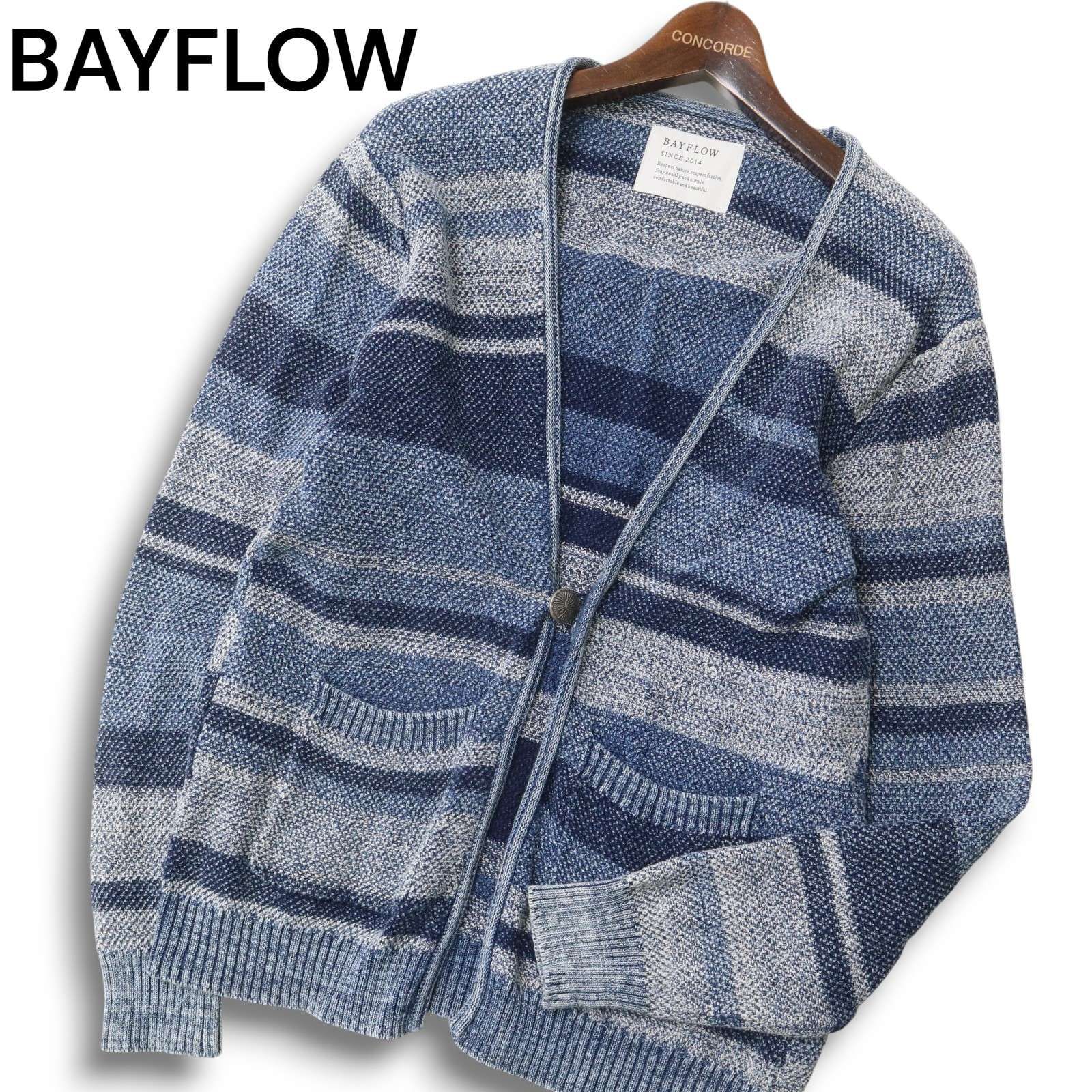 BAYFLOW ベイフロー 通年 コンチョボタン☆ インディゴ ボーダー 