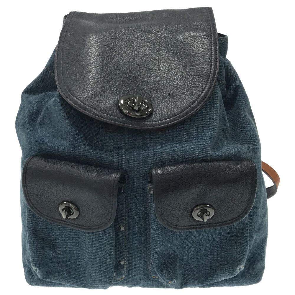 COACH (コーチ) TURNLOCK RUCKSACK IN COLORBLOCK DENIM ターンロック