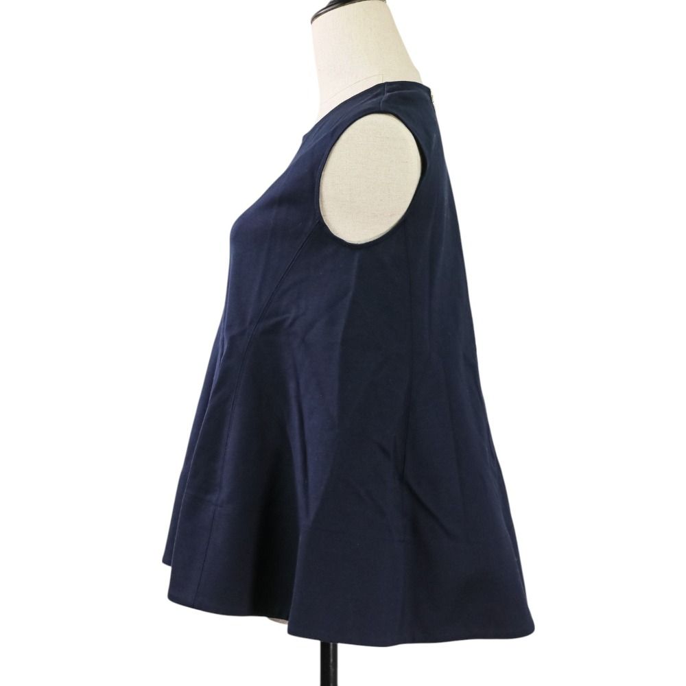 DRAWER◆M.SUMMER2/バックジップノースリーブブラウス/2/コットン/無地/6517-206-071// 美品 Drawer ドゥロワー M.SUMMER2 バックジップ 裾フレア