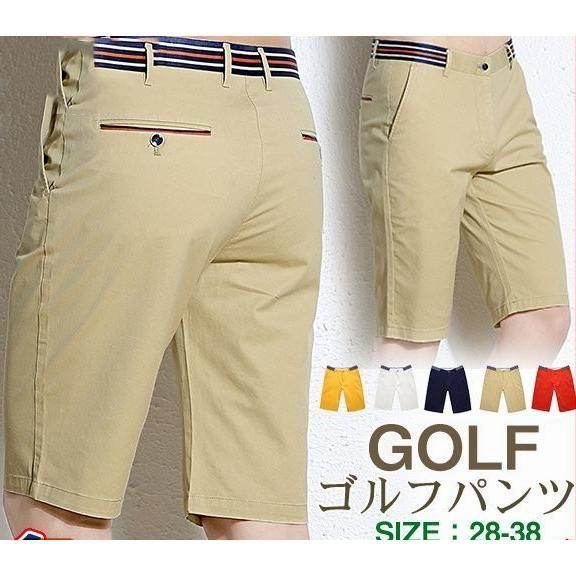 ゴルフウェア メンズ ゴルフパンツ ショートパンツ ハーフパンツ 五分丈 通気 半ズボン 薄手 ストライプ ストレッチ クールビズ 夏 コーデ
