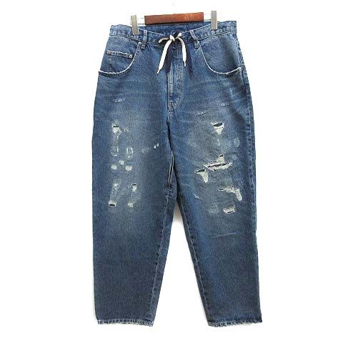 ヌル トウキョウ NULL TOKYO ビームス BEAMS 別注 ダメージ加工 ワイド デニム パンツ インディゴ L